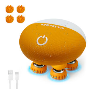 Lucuppa Electric Scalp Massager, Heating Head Massager Scalp Stress Relax, Waterproof Portable Hair Massage with Removable Claws, Rechargeable Massaging apparatus for personal use