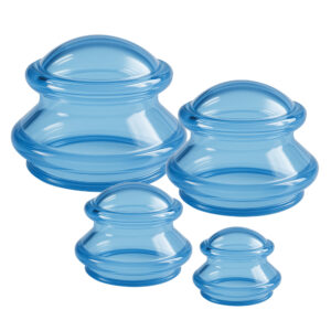 Lucuppa 4-Size Silicone Cupping Set - Chinese Massage Therapy Deep Tissue & Myofascial Release Therapy for Muscle & Joint Pain - Home, Gym Use (Blue)